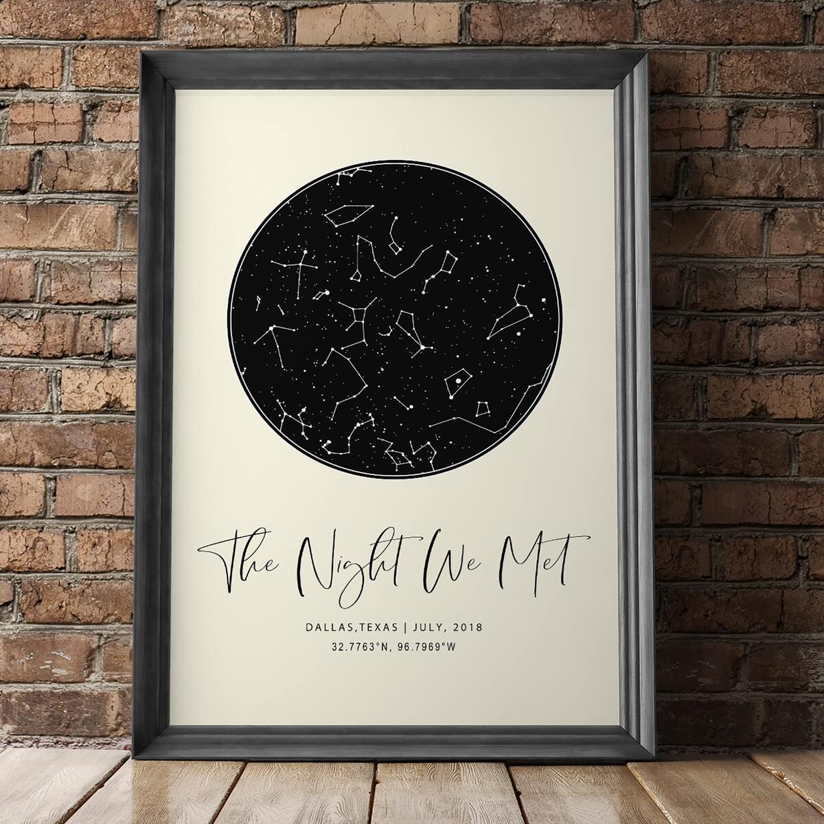 Amazon Personalized Star Map With Specific Dates Place Custom Constellation Map Print Unframed Special Occasion Star Chart Wall Art Great Anniversary Engagement Wedding Romantic Gift Cream Home Kitchen
