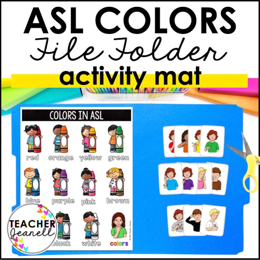 ASL Colors Matching Activity File Folder Printable PDF Etsy
