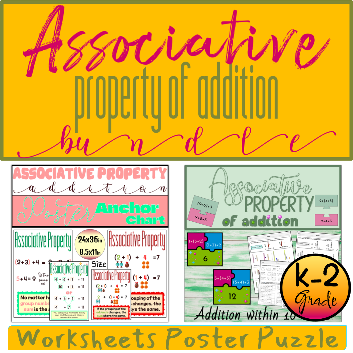 Associative Property Of Addition Worksheet Puzzle Posters Anchor Chart Made By Teachers