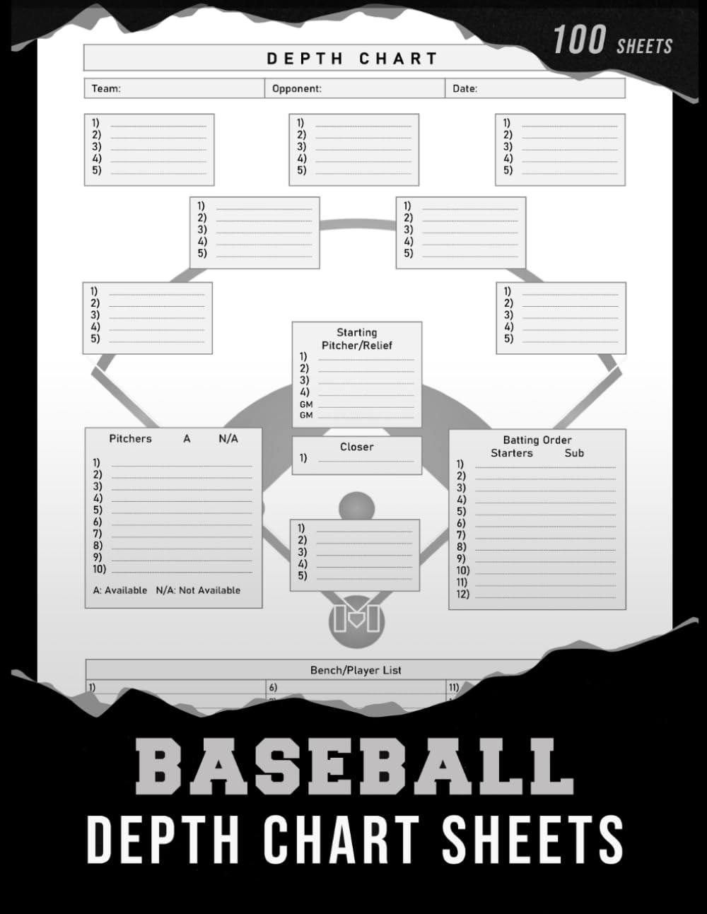 Baseball Depth Chart Sheets Editions Mekkidepthcharte Amazon Sg Books