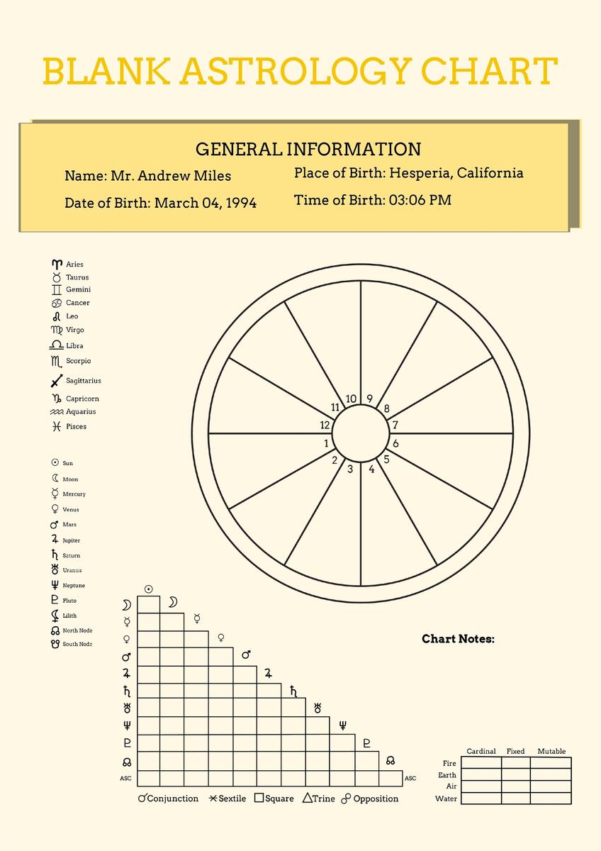 Blank Astrology Chart Template In Illustrator PDF Download Template