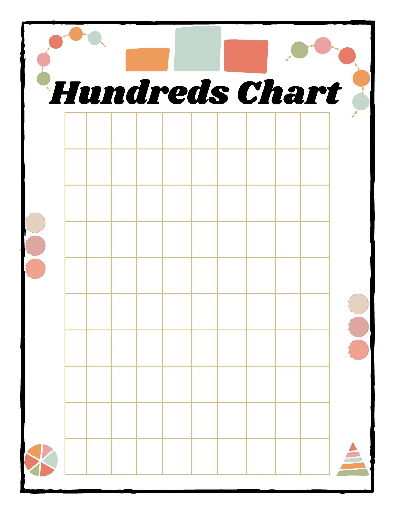 Blank Hundreds Chart Math Digital Printable Etsy Finland