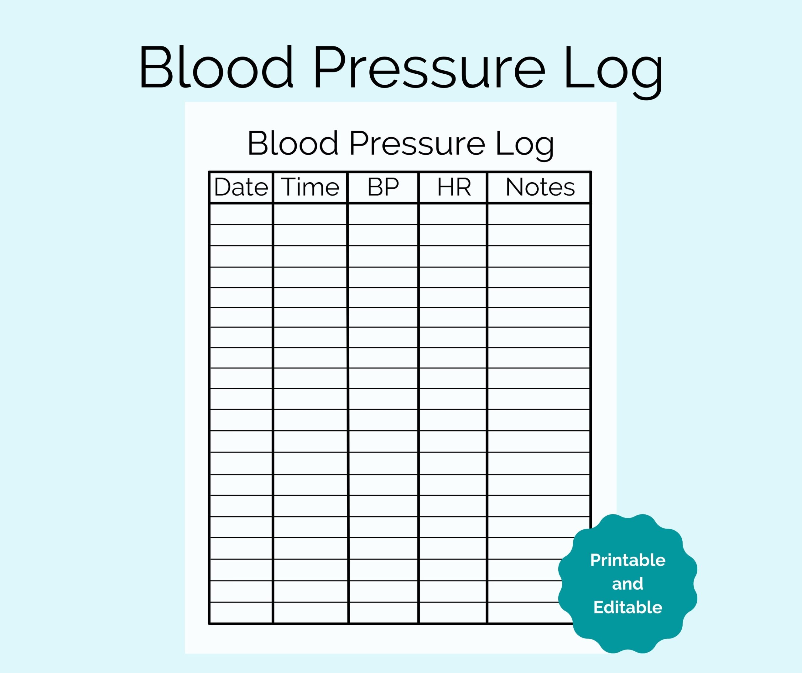 Blood Pressure Log Blood Pressure Tracker Blood Pressure Chart Health And Wellness Etsy
