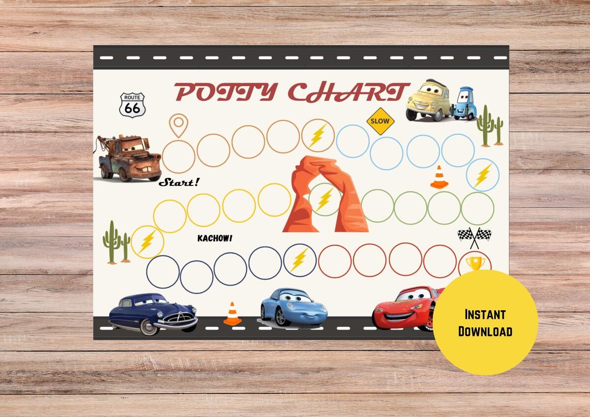 Cars Potty Training Chart PDF Digital Instant Download Lightning Mcqueen Cars Etsy