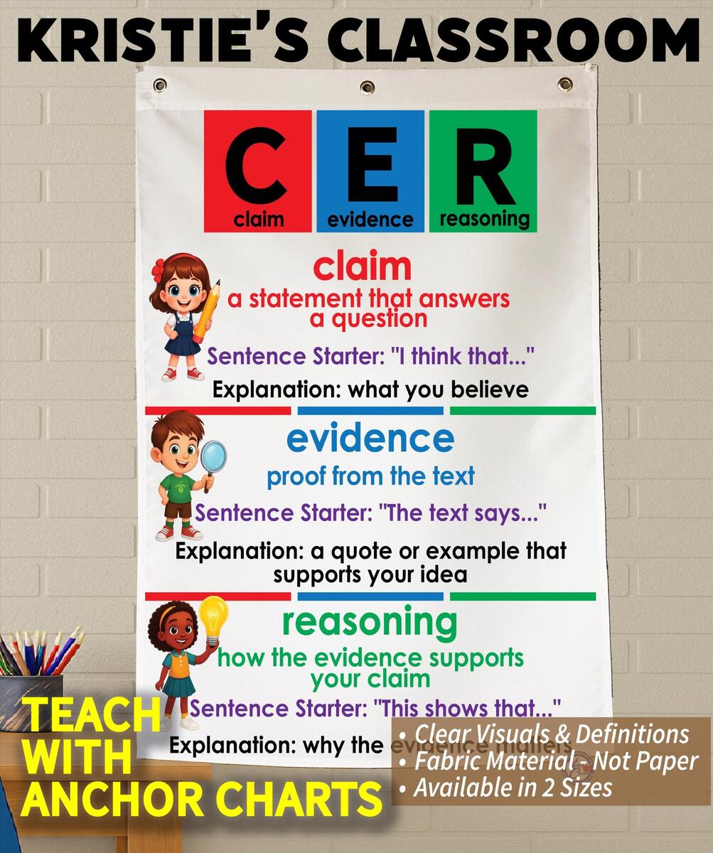 Claim Evidence Reasoning Anchor Chart Etsy