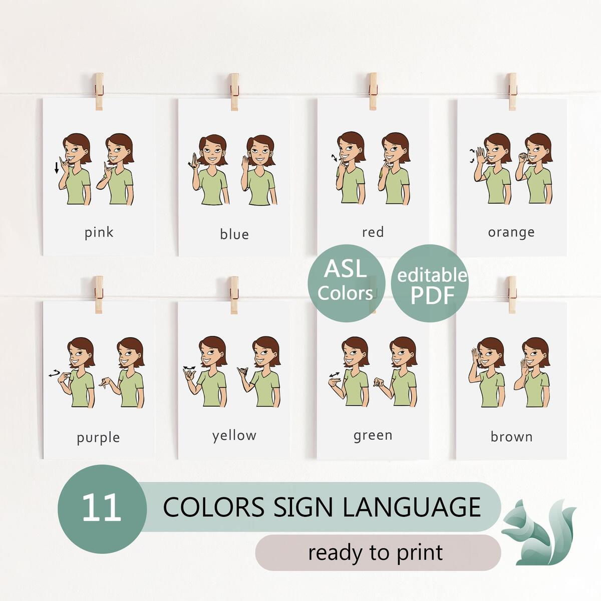 Colors Flashcards In American Sign Language Educational ASL Colors Cards Montessori Materials And Toddler In ASL Learning Etsy Canada