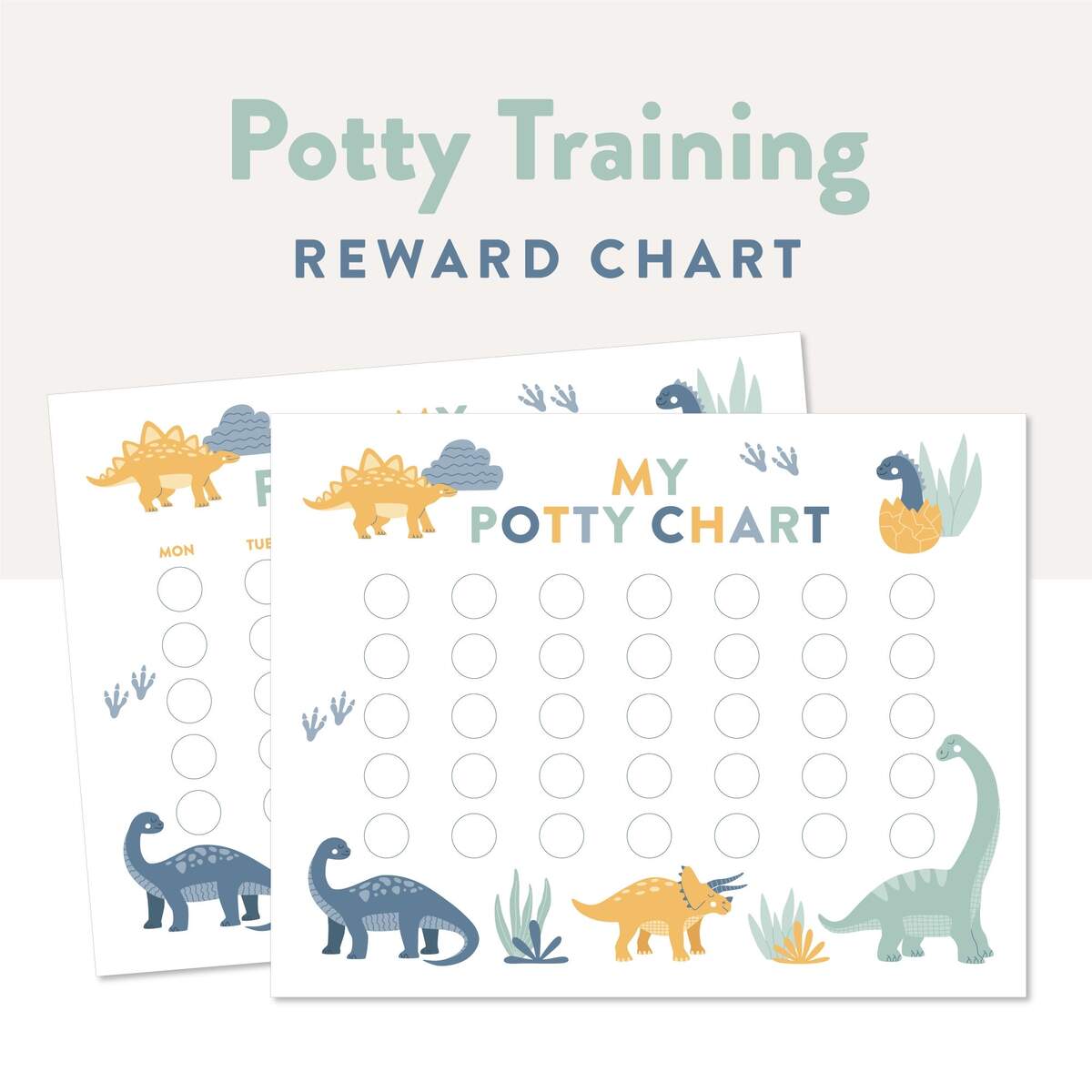 Dinosaur Potty Training Reward Chart For Kids Toddlers Digital Download Etsy