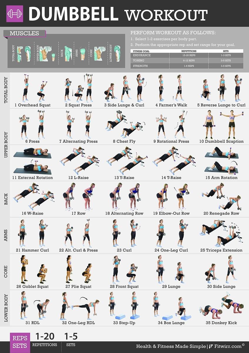 Dumbbell Workout Poster Free Dumbbell Workout Chart Printable Pdf Exercise Workout Prime Free
