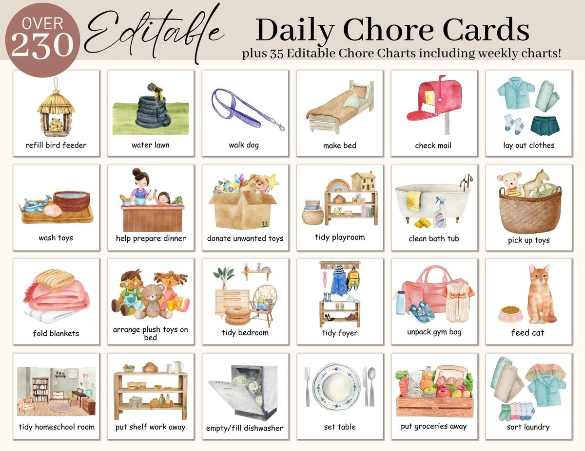 Visual Task Chore Cards Printable Parenting Chaos