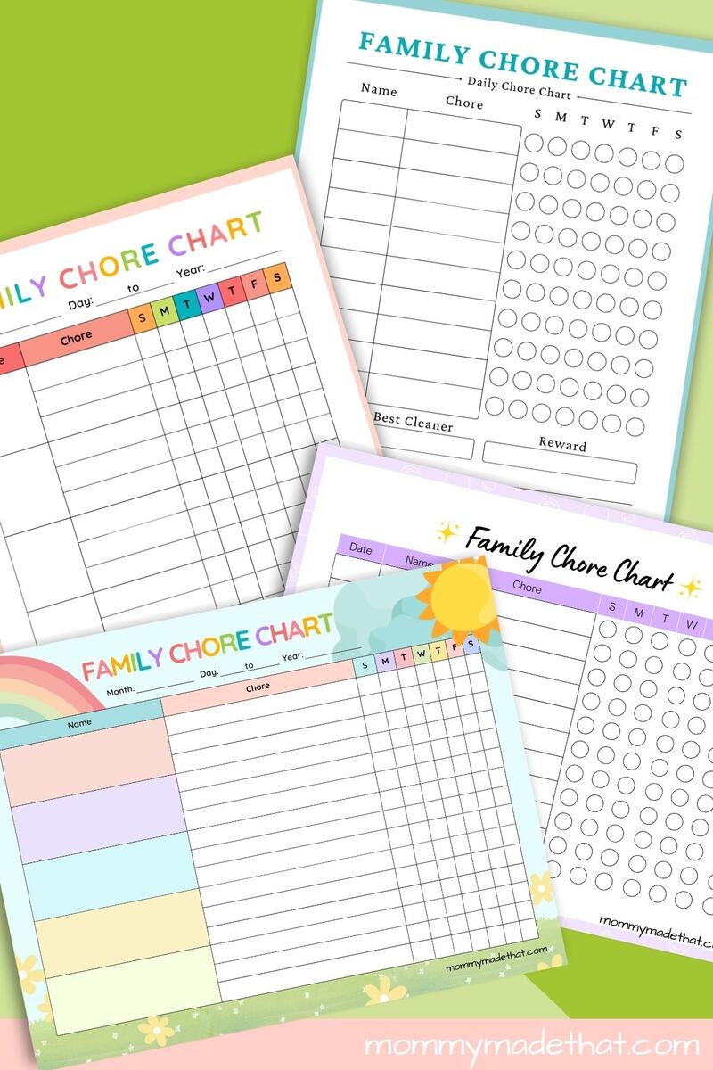 Family Chore Charts Free Printable Templates