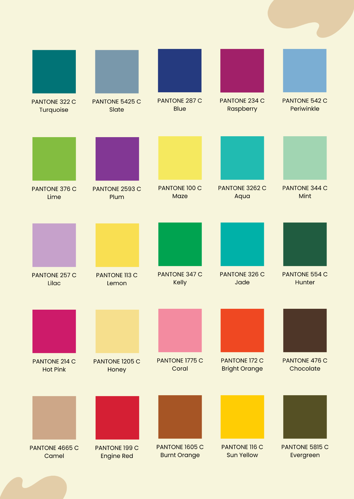 Free Basic Pantone Color Chart Template To Edit Online