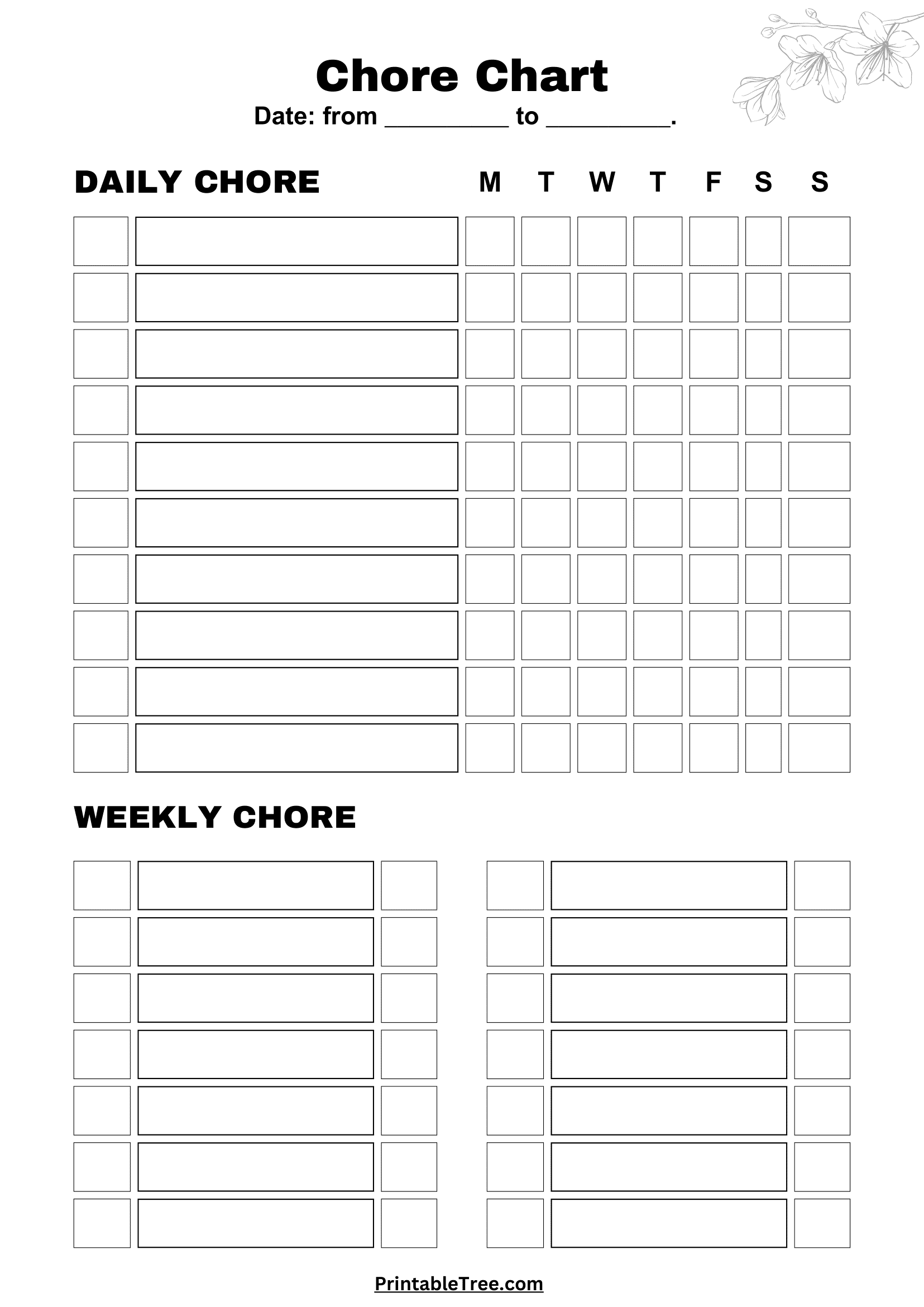 Chore Charts Printable Editable Daily Weekly Templates Free Printables Lettering SVG Files Tools Apps