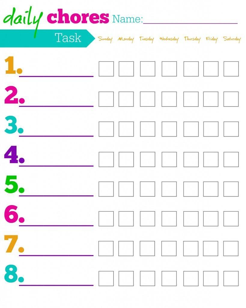 Free Printable Chore Charts For Kids Play Party Plan