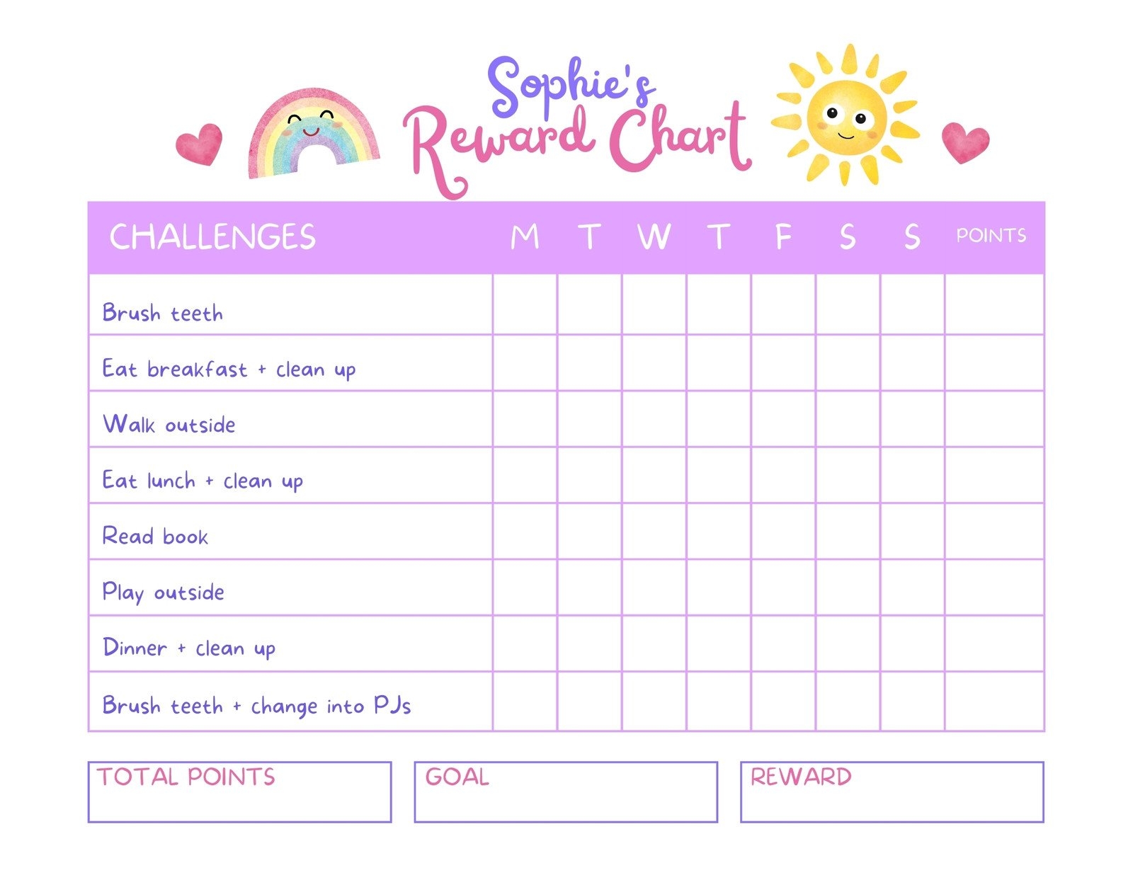 Free Printable Reward Chart Templates Word PDF Teachers