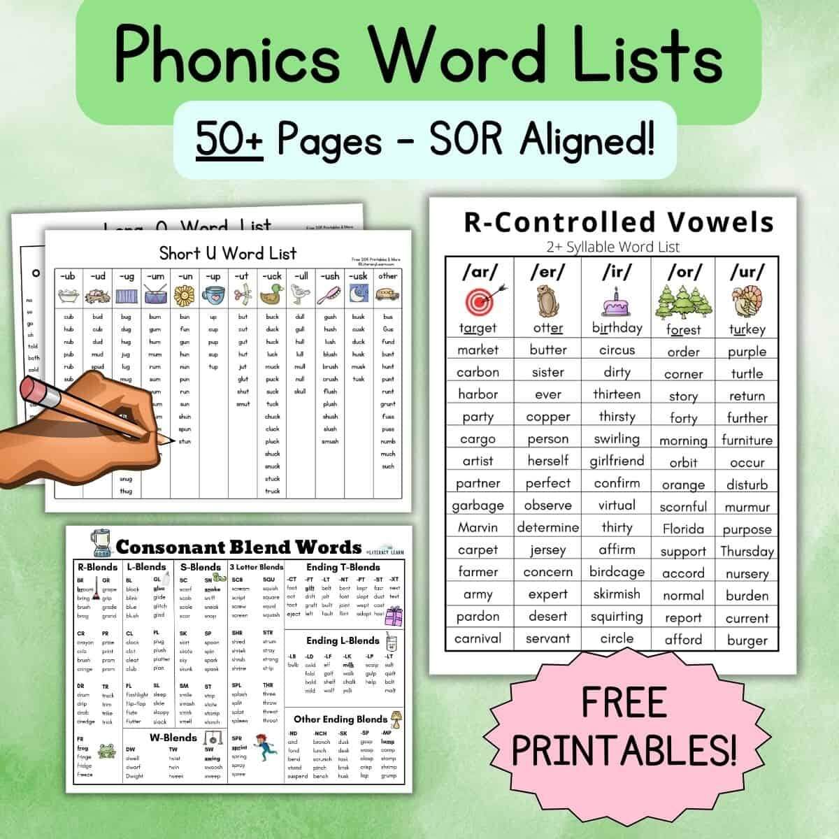 FREE Printable Phonics Word Lists Literacy Learn