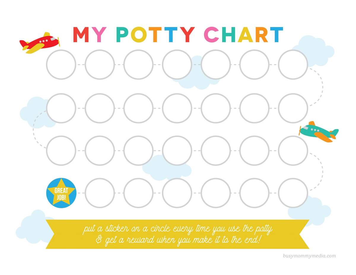 Printable Cute Potty Training Chart Sticker Chart Printable Reward Chart Toilet Training Kids Reward Chart Digital Template Etsy