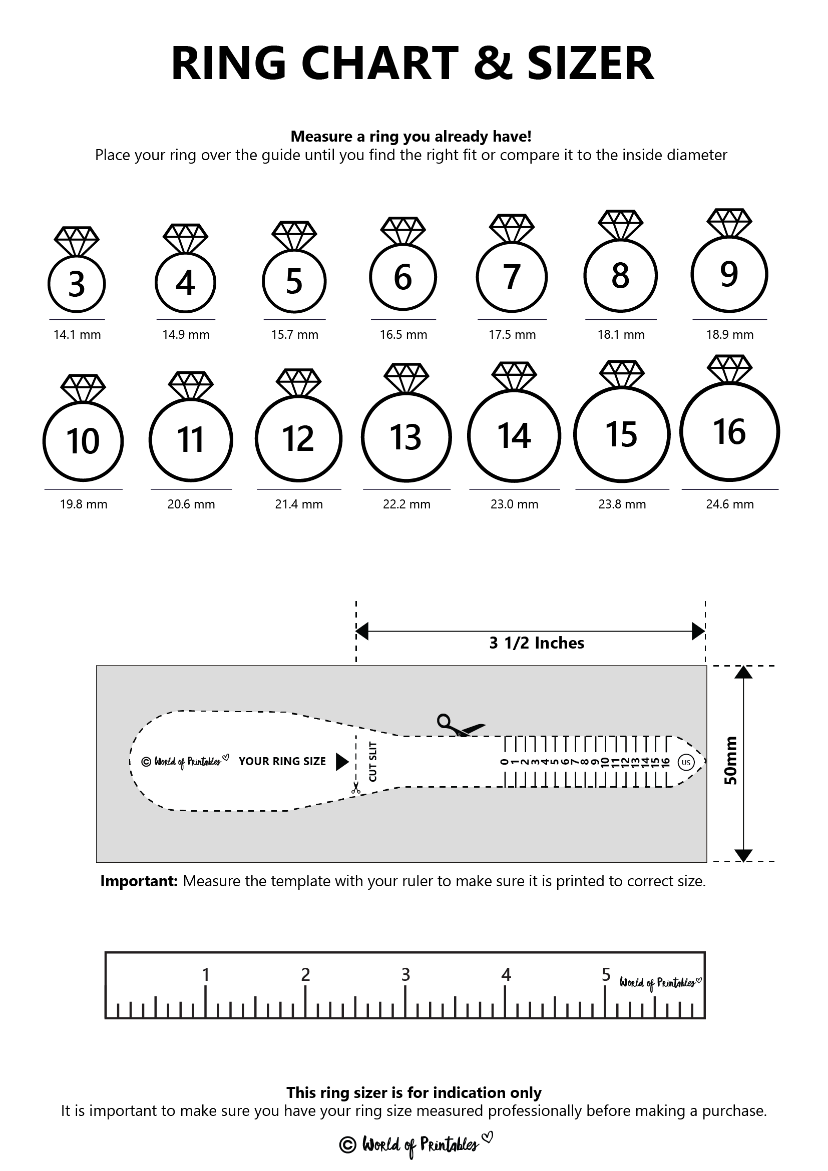 Free Printable Ring Actual Size Ring Sizer Printable Ring How To Measure Your Ring Size Online