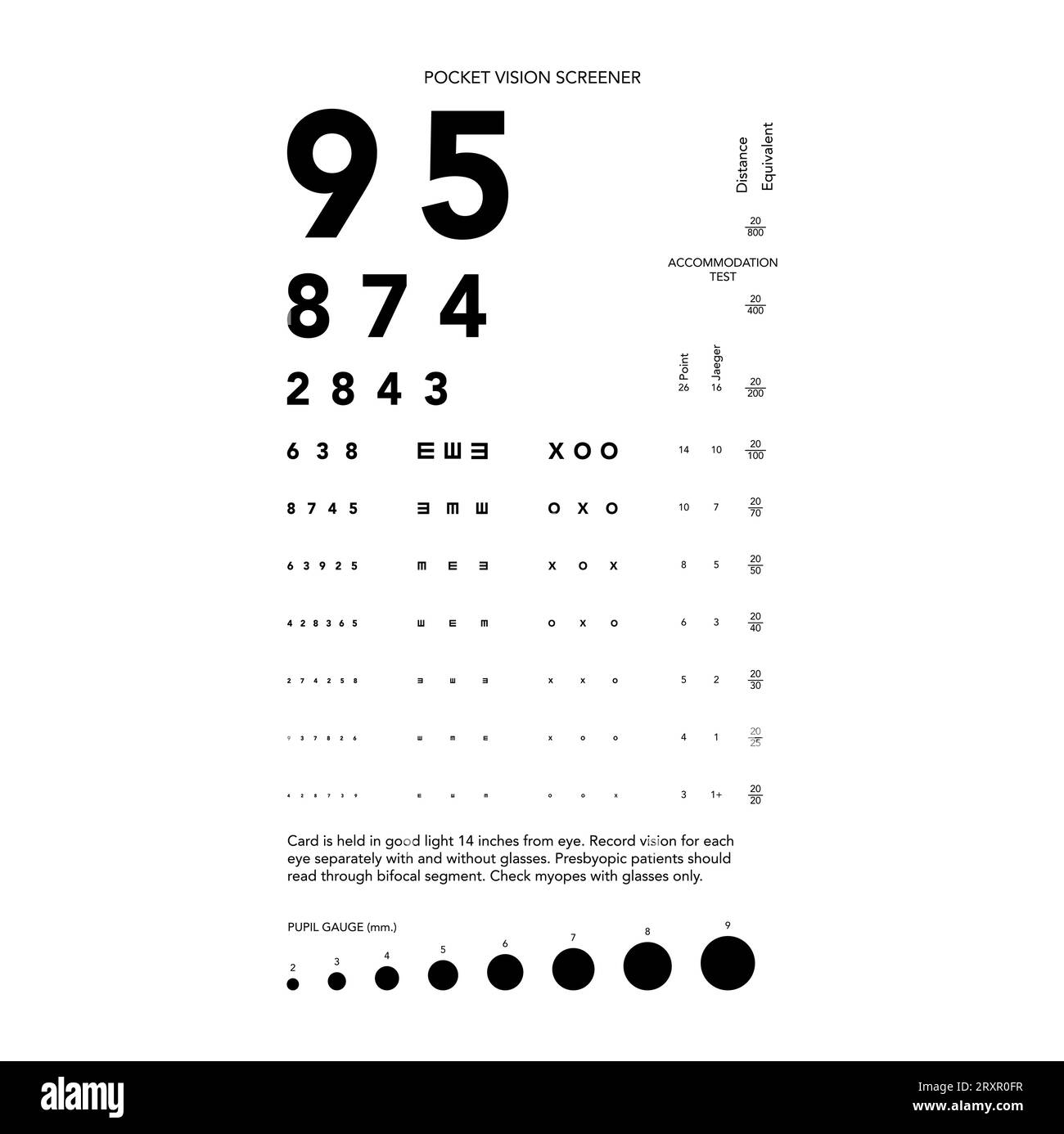Handheld Snellen Chart Printable Pdf Rosenbaum Pocket Eye Chart With Occluder 2 1 4 X 9 1 2 Small Pocket Chart