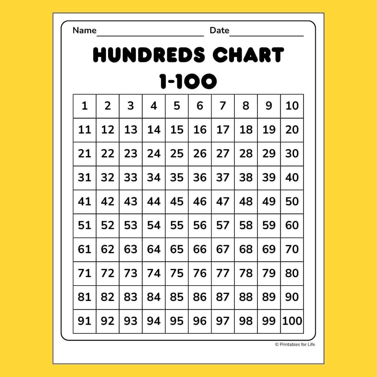Hundreds Charts Printables For Life