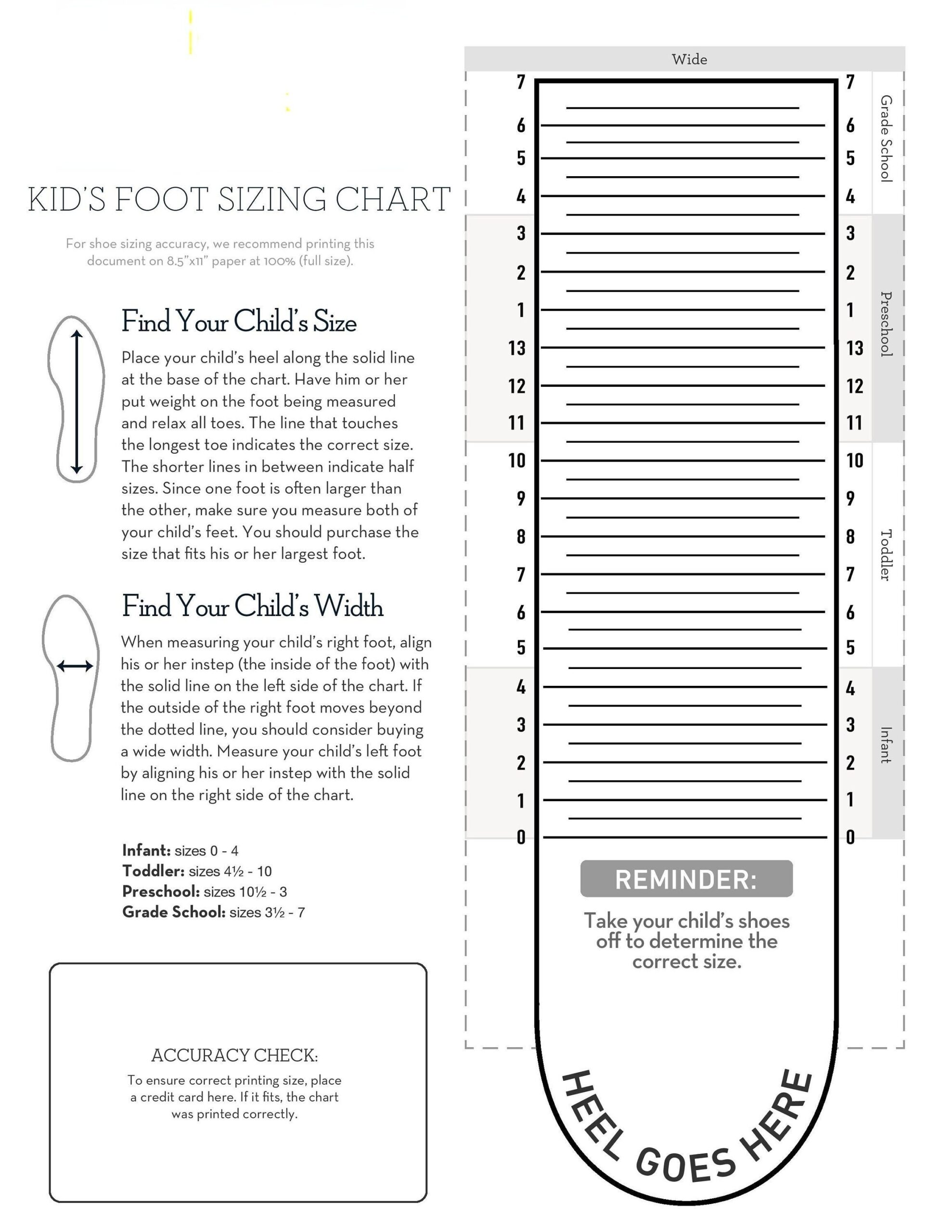 Kids Foot Sizer Chart Toddler Child Shoe Size Determiner instant Download Etsy Sweden