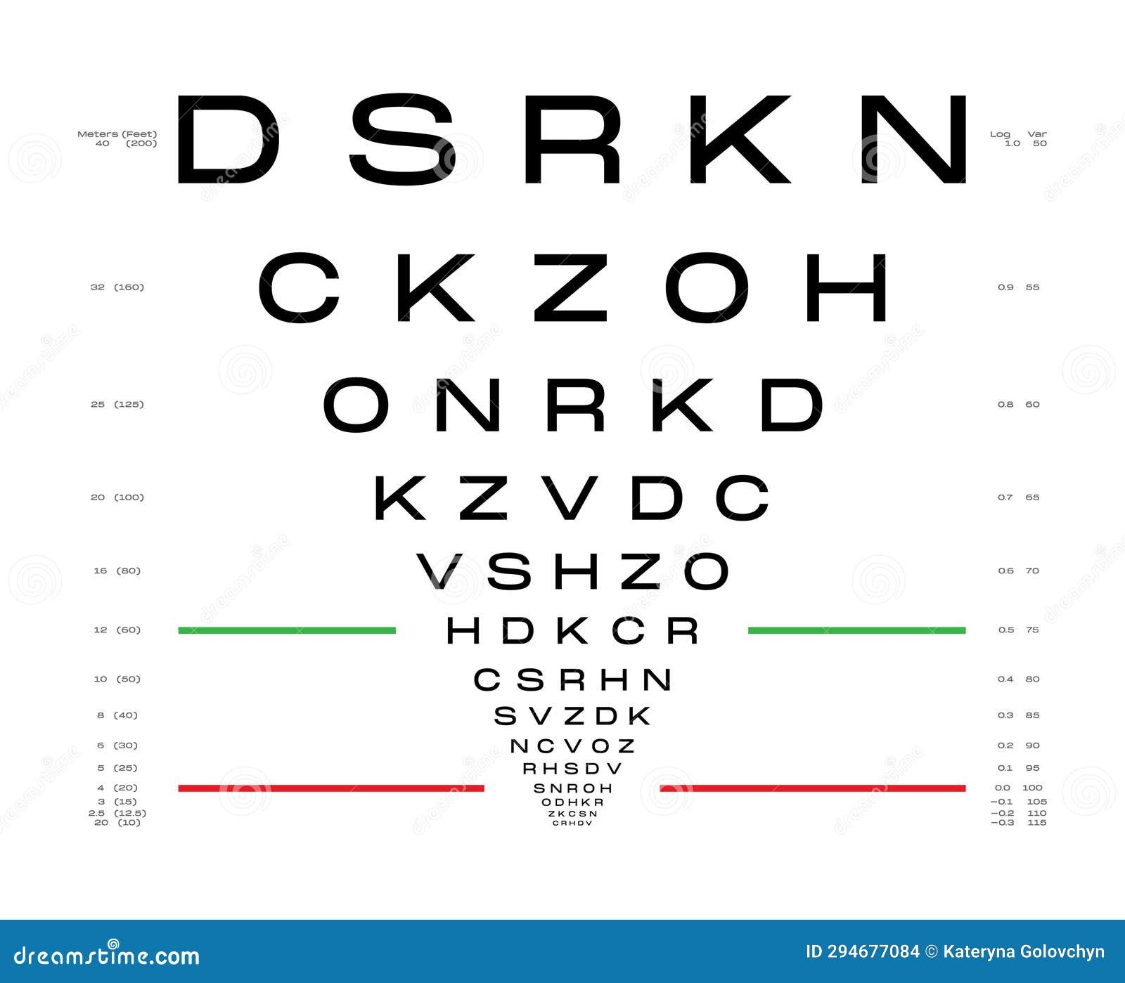 LogMAR Chart Eye Test Chart Medical Illustration Line Vector Sketch Style Outline Isolated On White Background Vision Board Optometrist Ophthalmic For Visual Examination Checking Optical Glasses Stock Vector Image Art