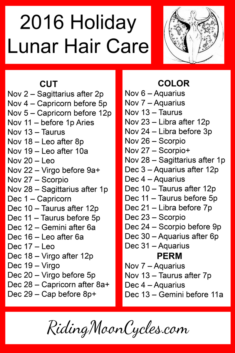 Lunar Hair Calendar Printable
