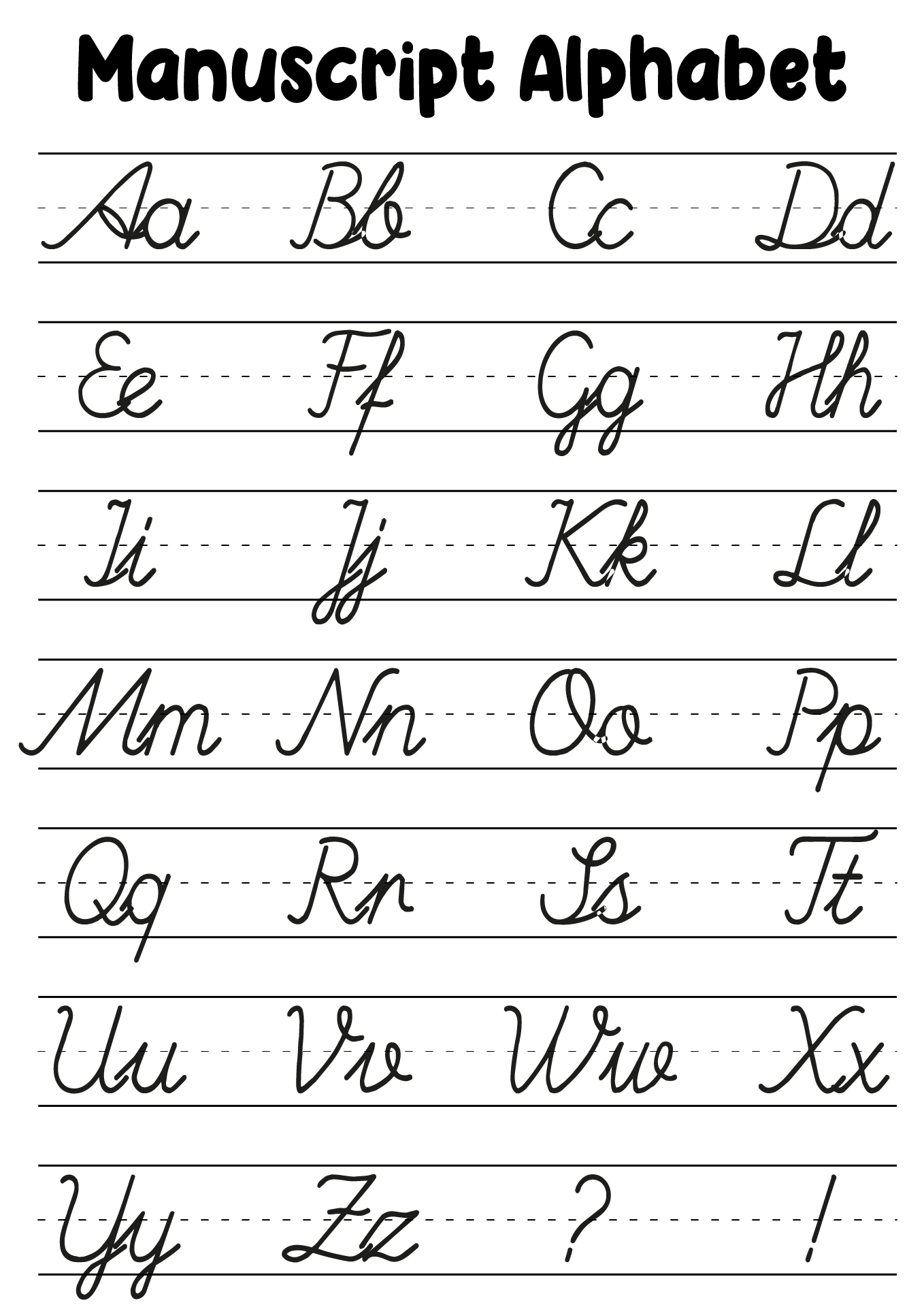 Manuscript Alphabet Chart