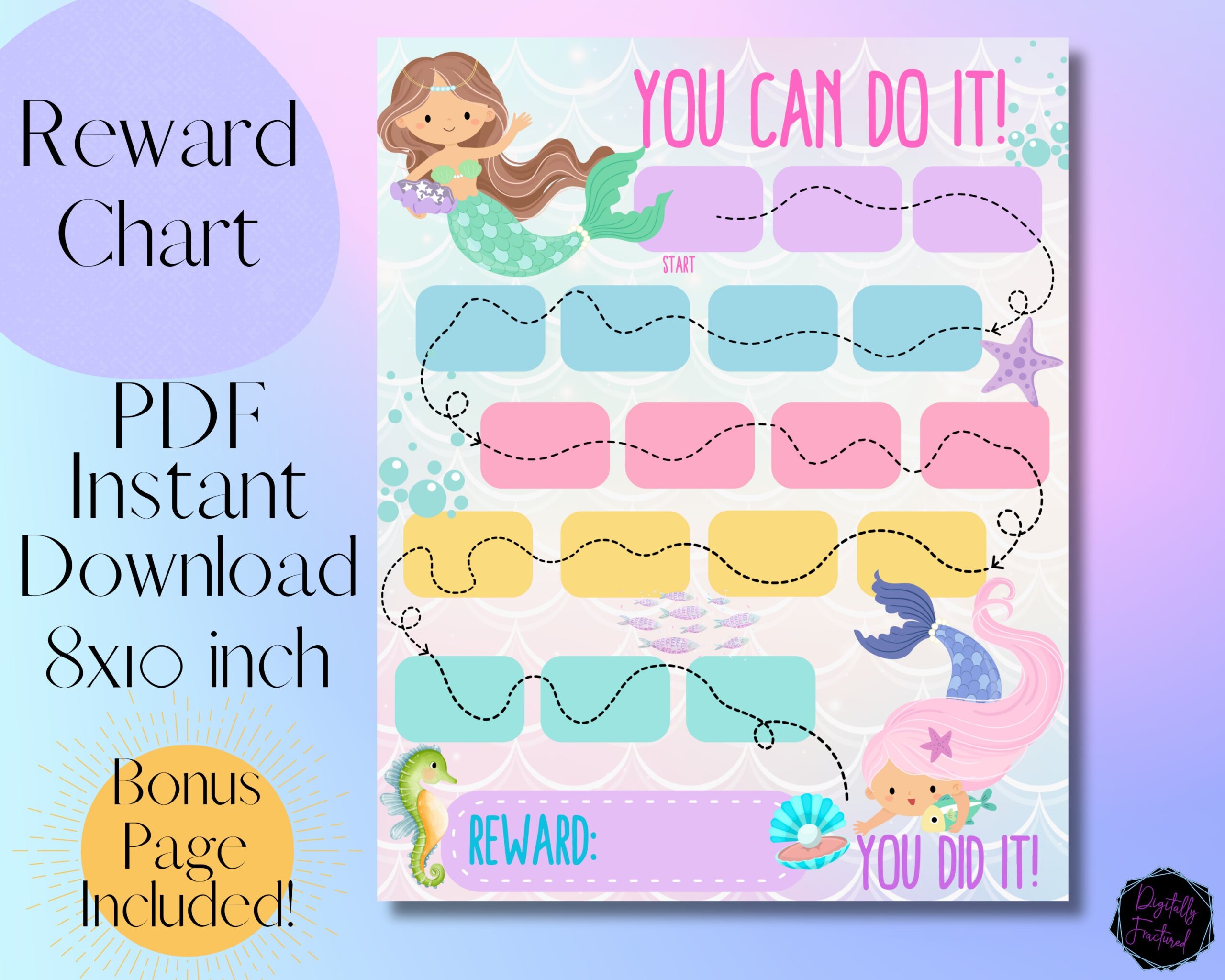 Mermaid Reward Chart Printable Reward Chart Mermaid Sticker Chart Kids Chore Chart Daily Routine Sticker Chart Kids Behavior Chart Etsy