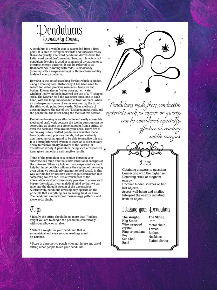 Pendulum Dowsing Chart