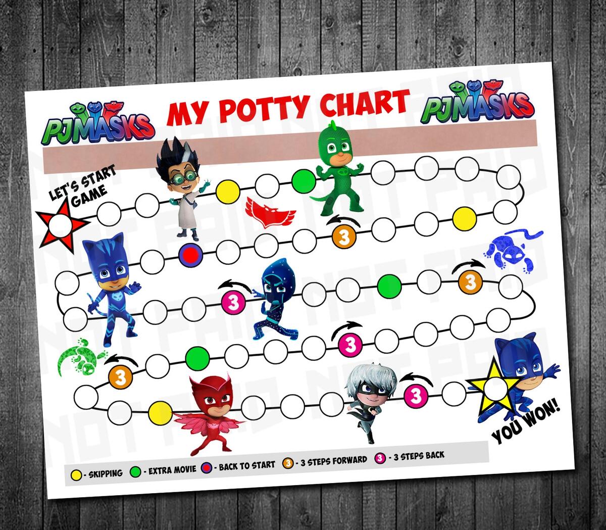 PJ Masks Potty Training Chart PJ Masks Reward Chart Etsy