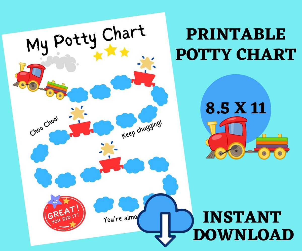 Potty Training Chart Printable Reward Chart For Potty Training Train Potty Chart Digital Download Daily Reward Chart Toilet Training Etsy