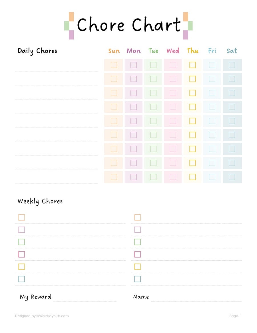 Free And Customizable Chore Templates