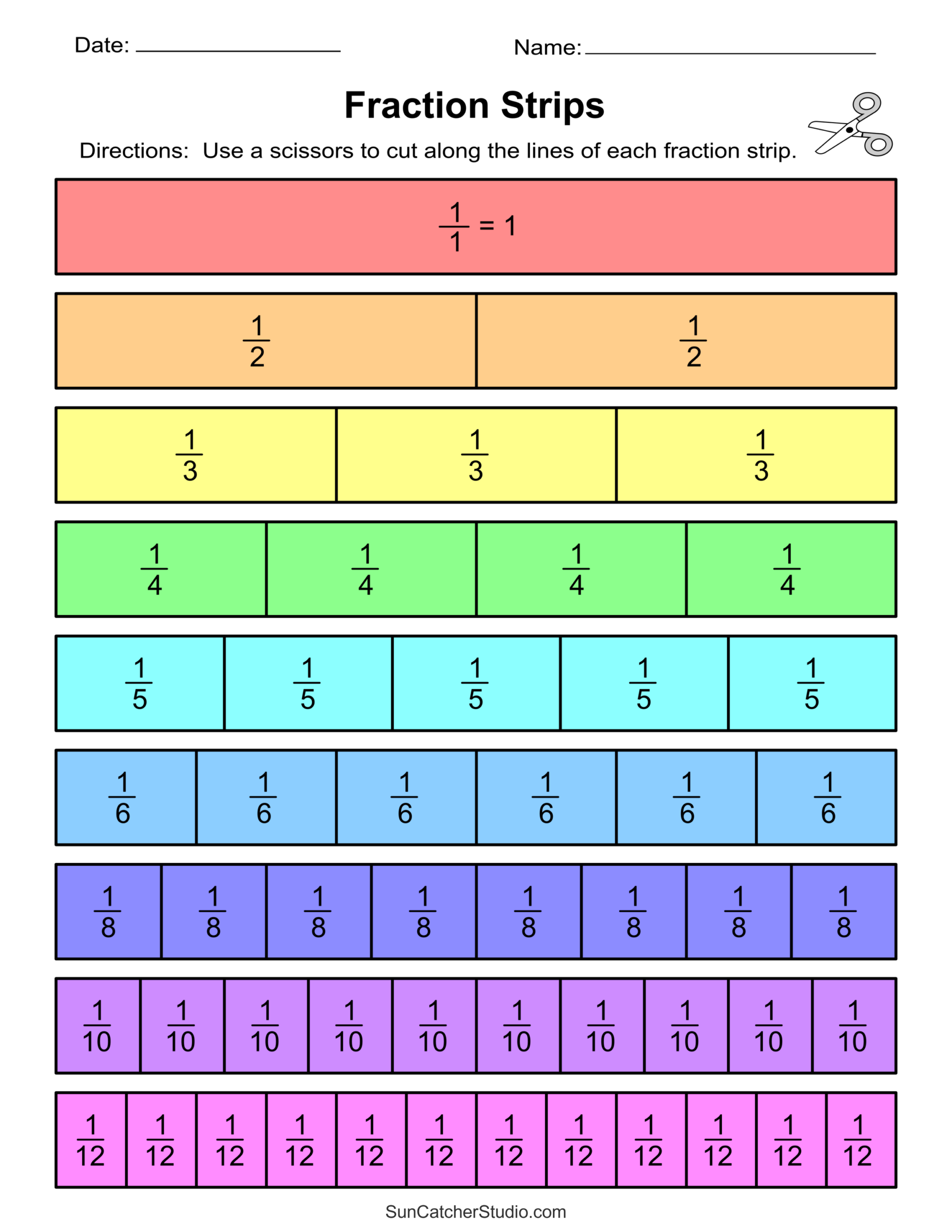 Fraction Strips Superstar Worksheets