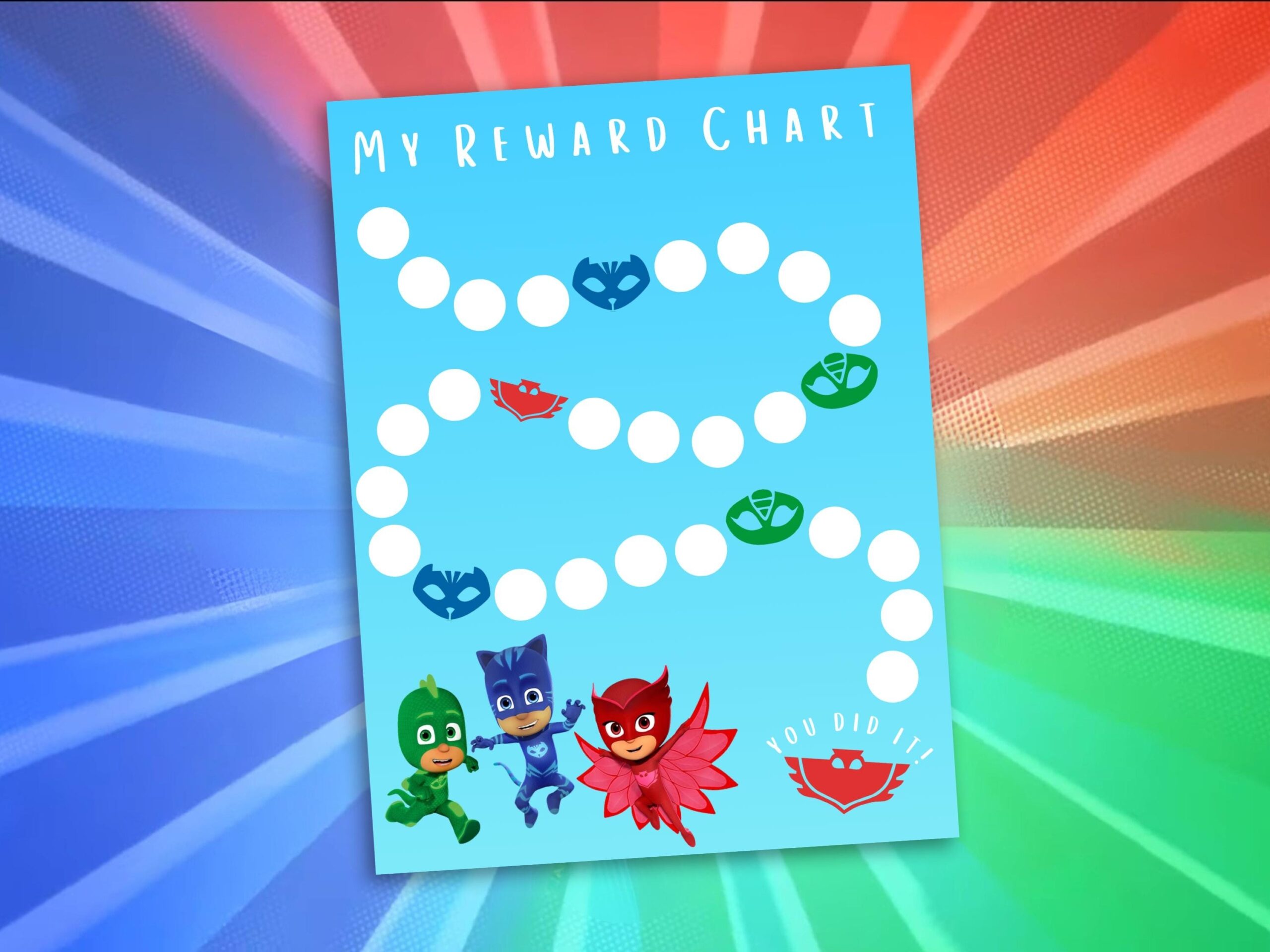 Printable PJ Masks Inspired Reward Chart Instant Download Kids Routine Sticker Chart Etsy