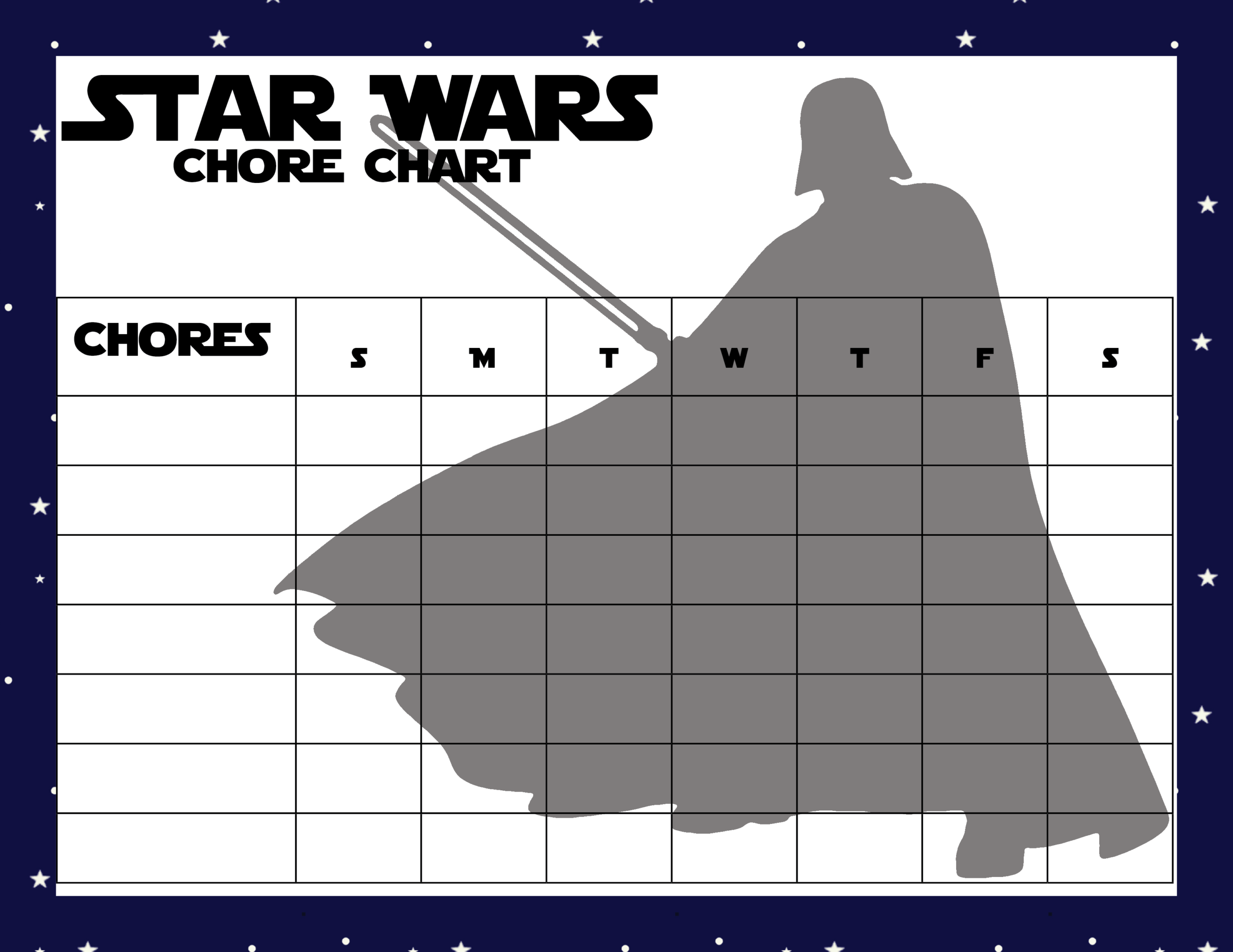 Reward Chart Star Wars Reward Chart Printable Instant Download Printable Etsy