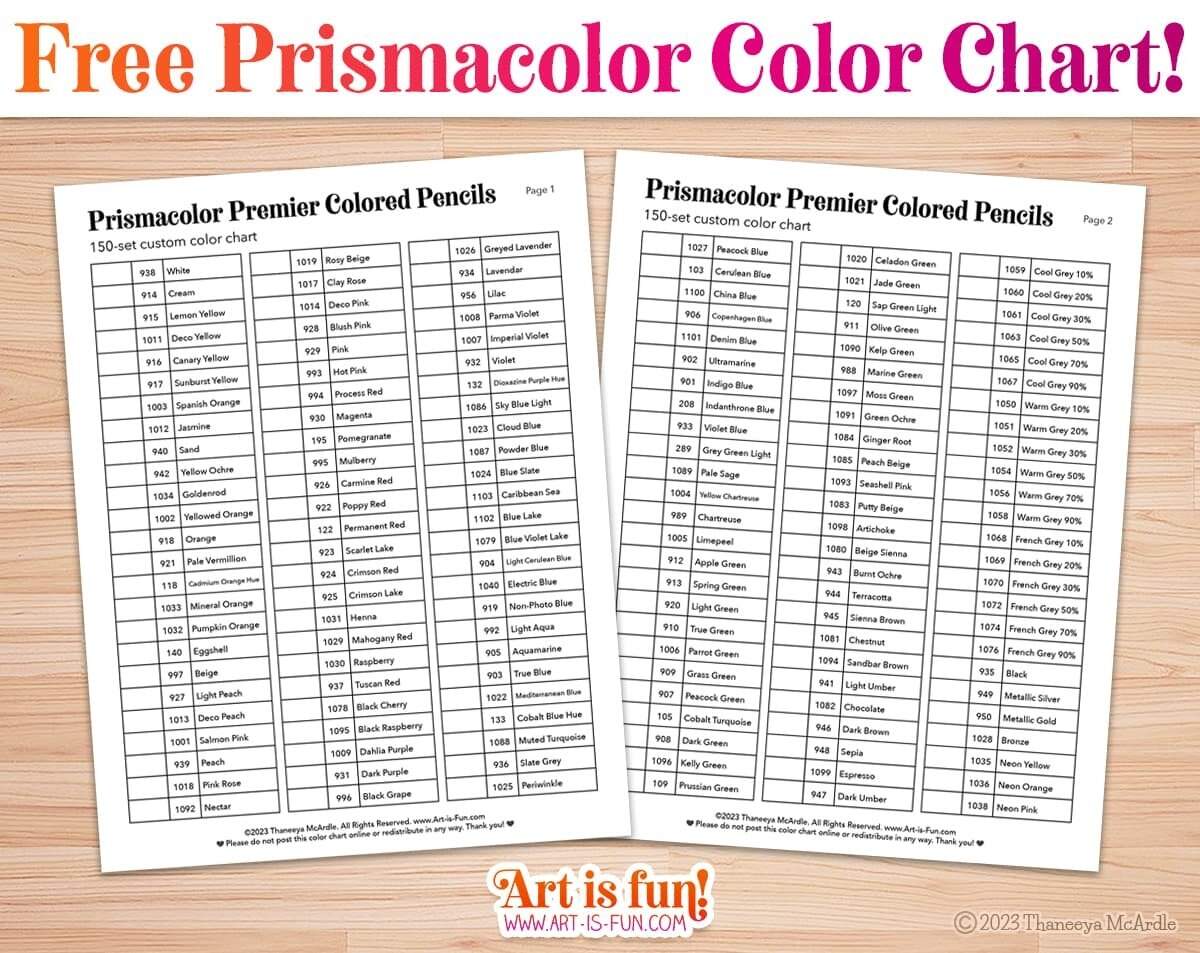 Prismacolor Colored Pencils Blank Color Chart For Set Of 150 Colored Pencils Art Is Fun