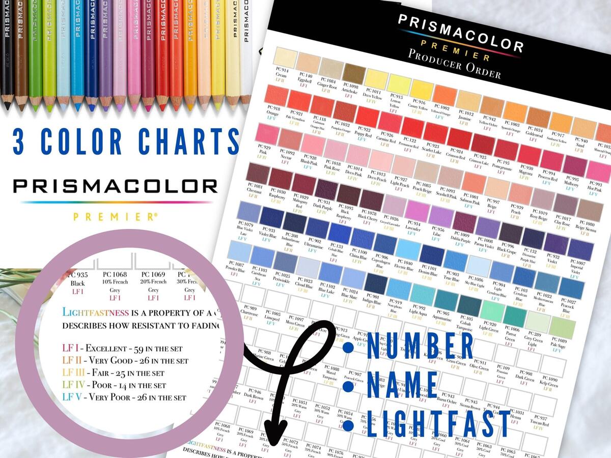 Prismacolor Premier 150 Color Chart Template Instant Download Printable File JPG A4 Size Etsy
