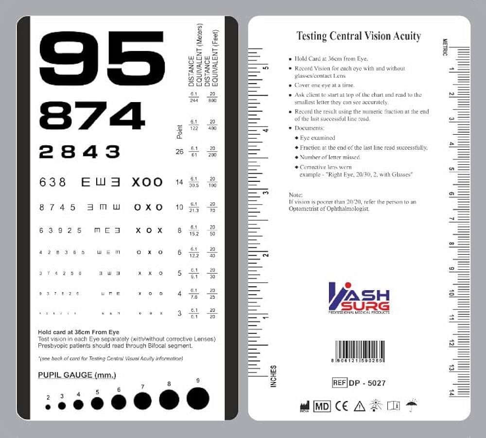Rosenbaum Pocket Size Plastic Eye Chart 6 3 8 X 3 Amazon Sg Office Products