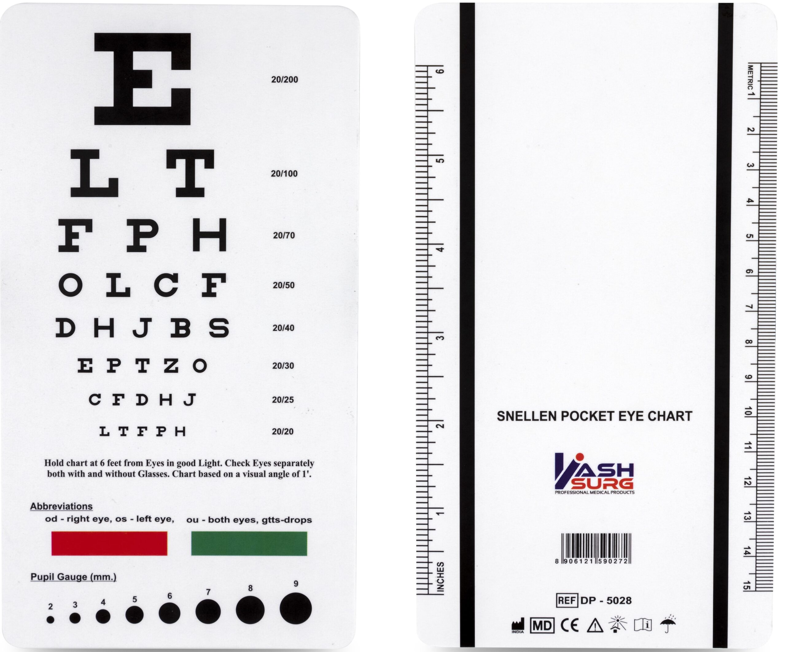 Snellen Chart Rosenbaum Pocket Eye Chart With Occluder 2 1 4 X 9 1 2 Jaeger Chart