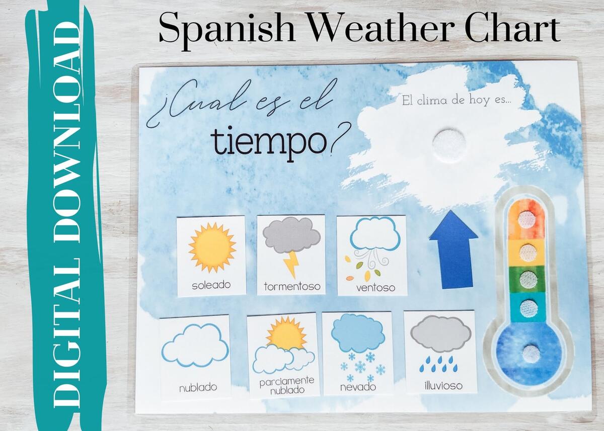 Bilingual Spanish Weather Chart Poster El Clima Climate Prints Printable Bilingual Preschool Classroom Decor Etsy