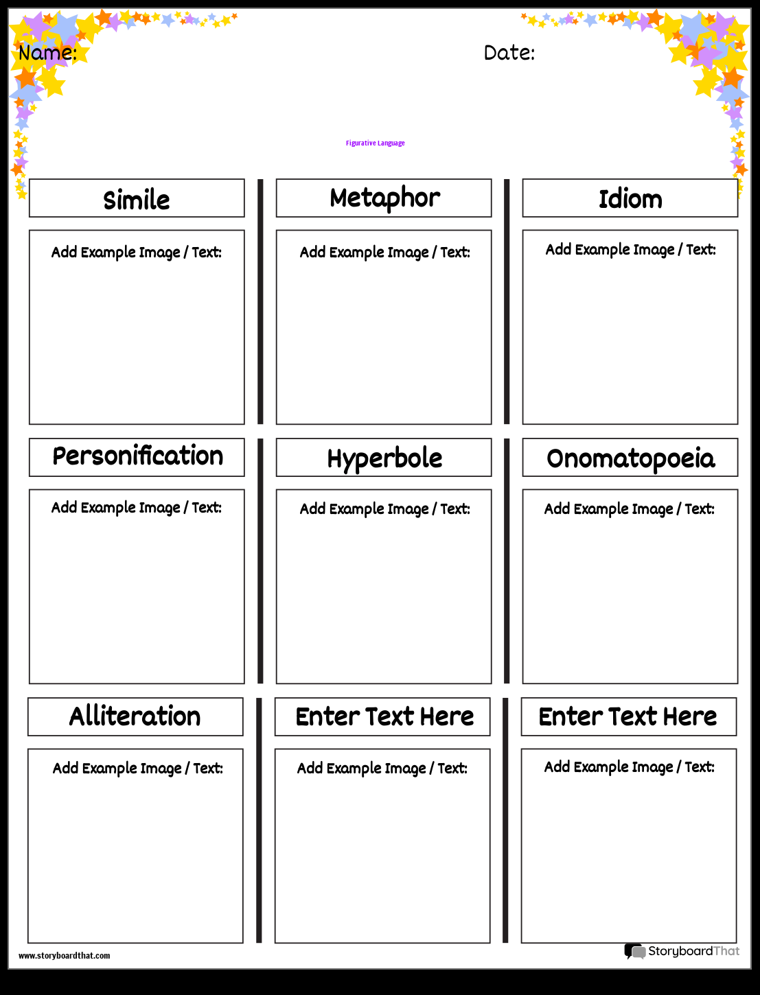 Storyboard That Free Figurative Language Worksheets