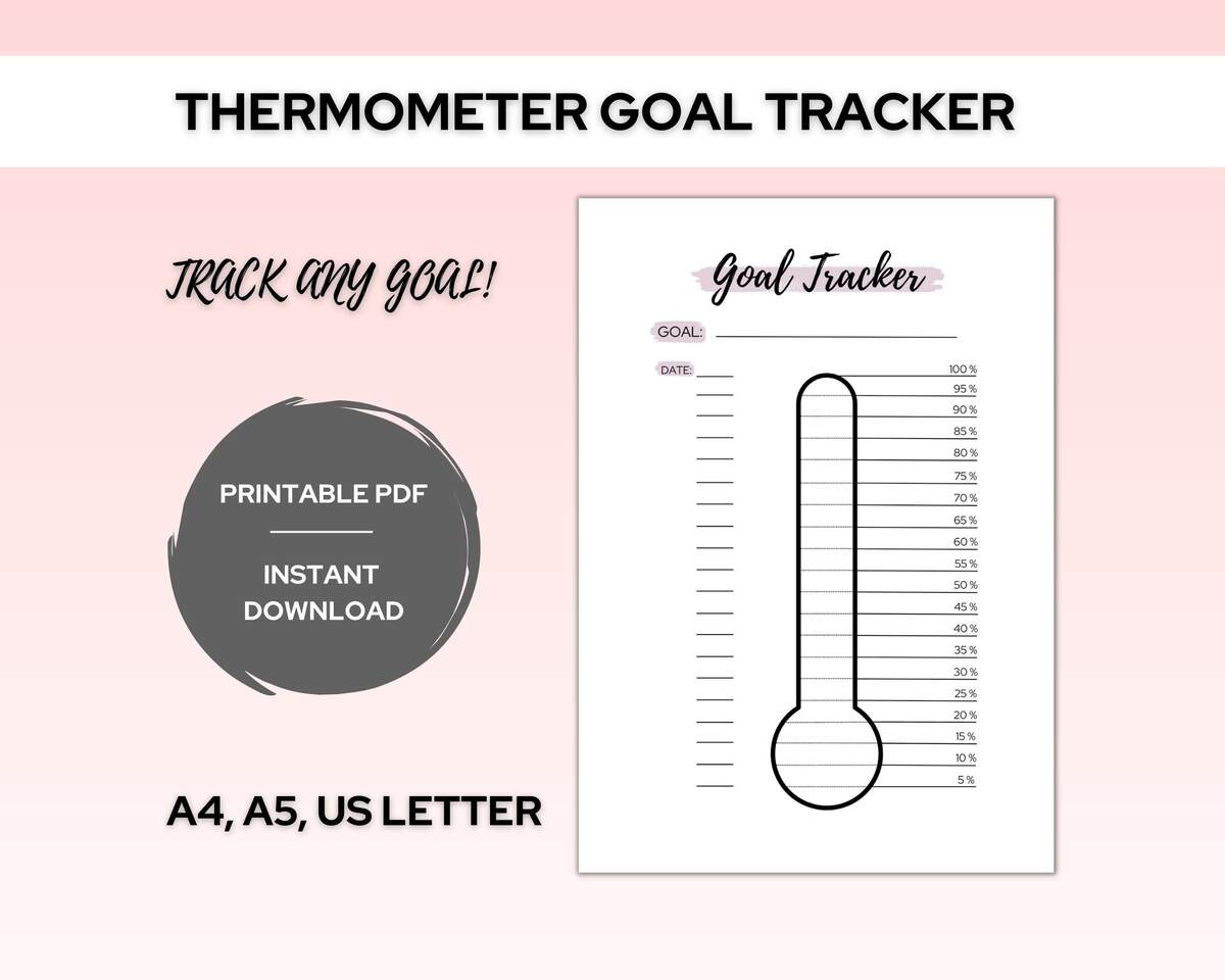 Thermometer Goal Printable Etsy Canada