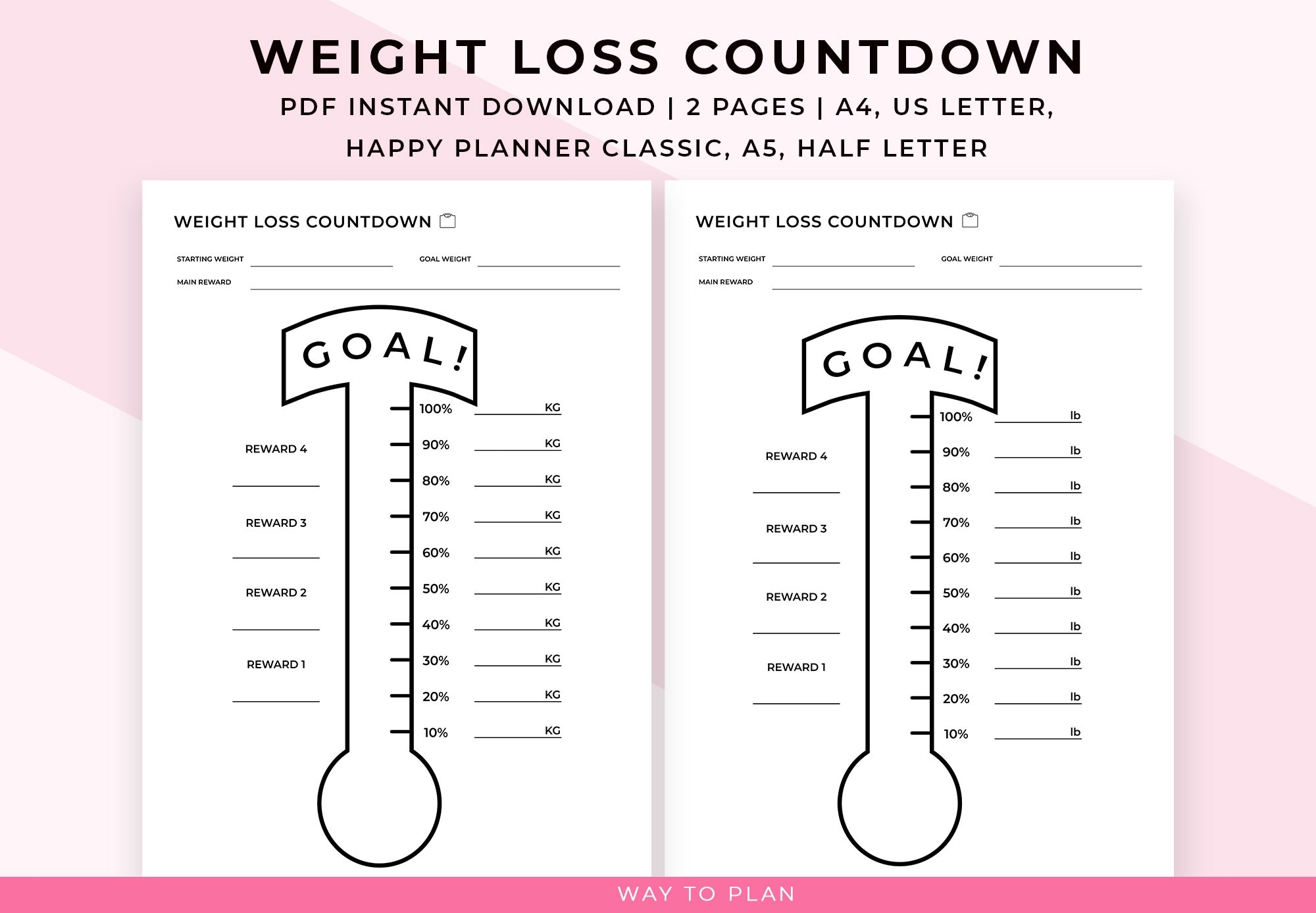 Free Printable 20 100 Pound Weight Loss Trackers