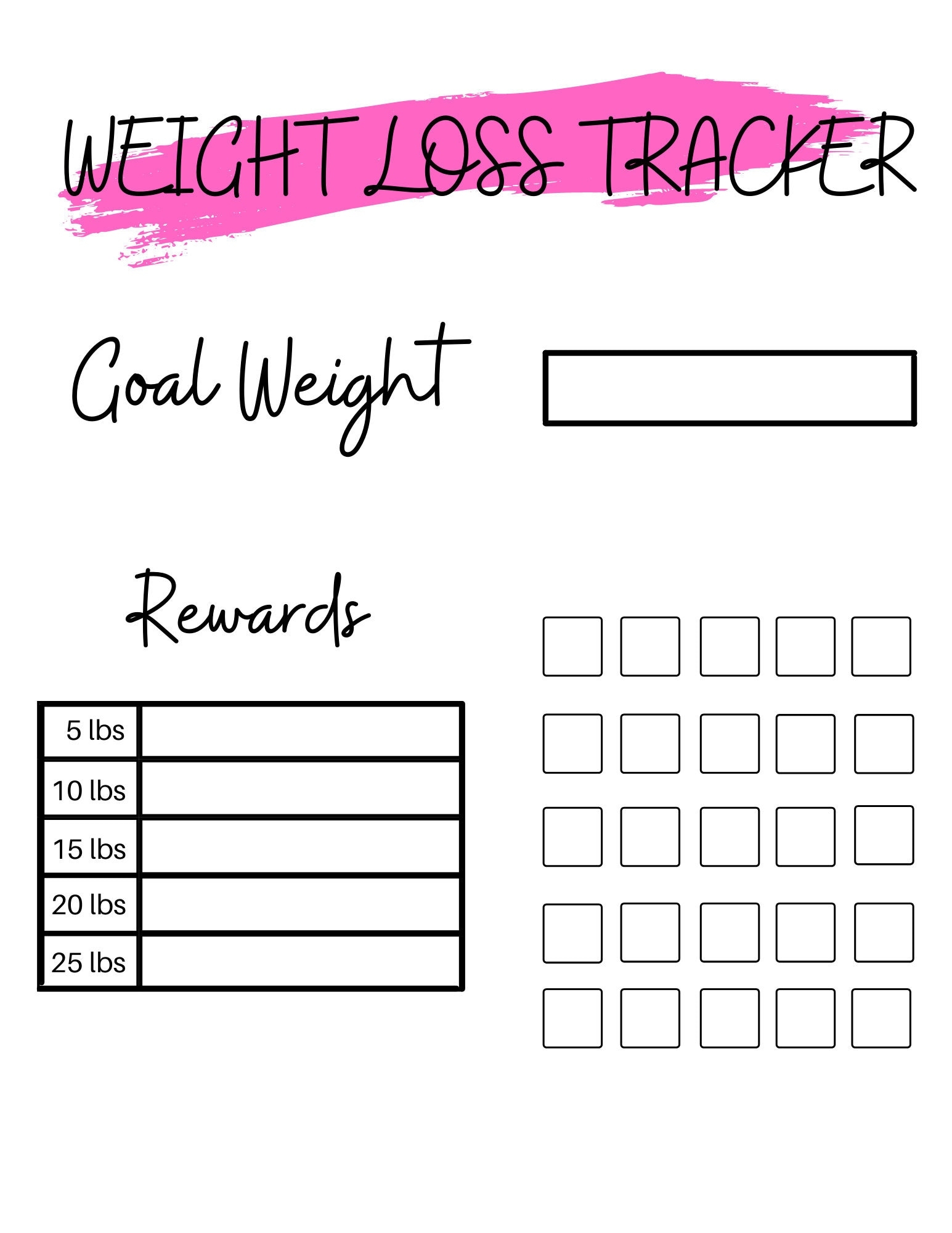 Goal Weight Reward Printable Weight Loss Reward Tracker Weight Loss Tracker Digital Download Planner Page PRINTABLE N050 2 Etsy