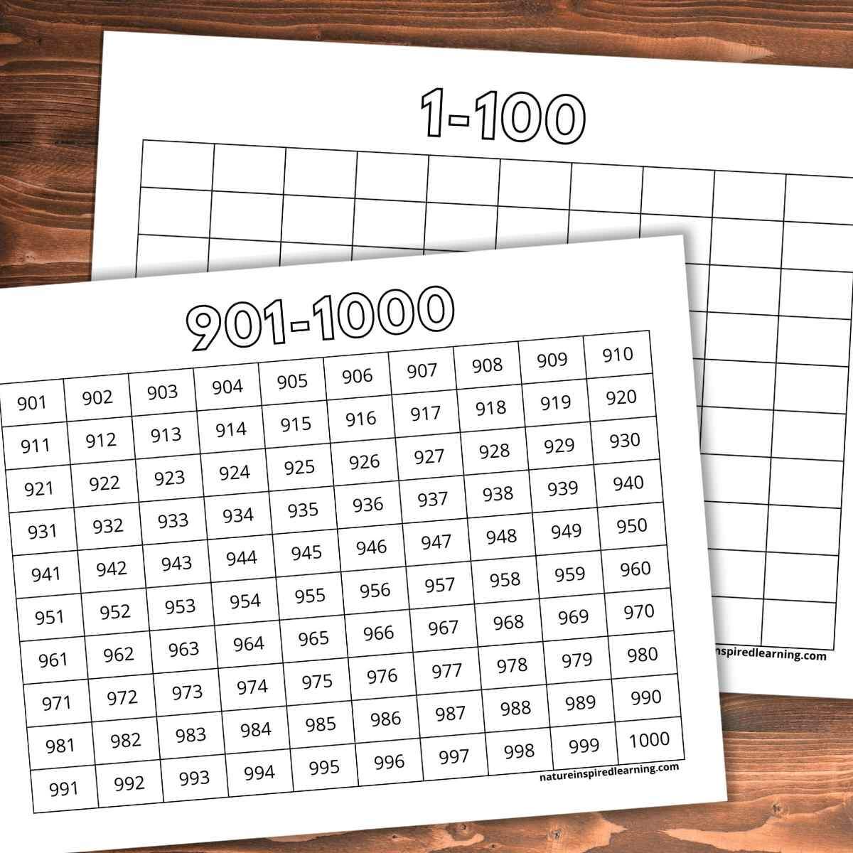 Printable Number Chart 1 1000