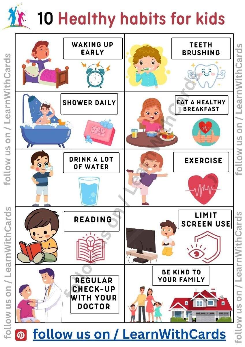 10 Healthy Habits For Kids Printable For Free
