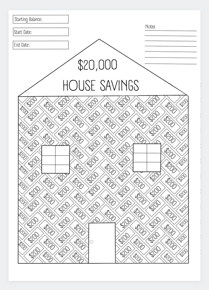 20k House Savings Challenge Home Downpayment Tracker Etsy Israel