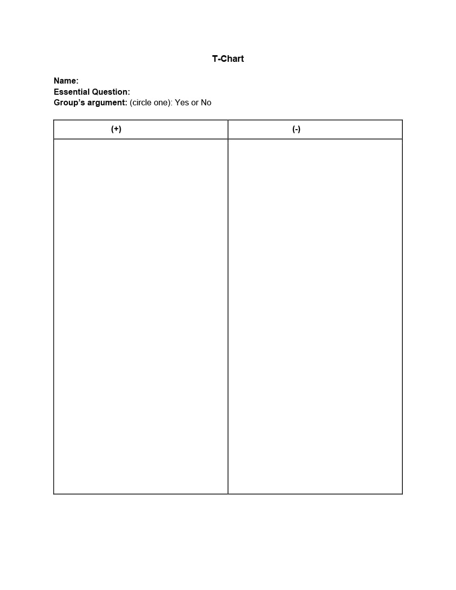 30 Printable T Chart Templates Examples TemplateArchive