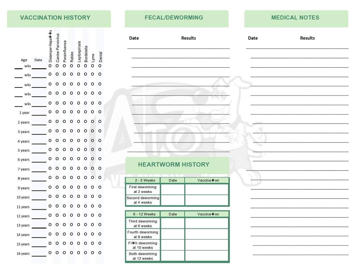 40 Printable Dog Puppy Vaccination Records TemplateArchive