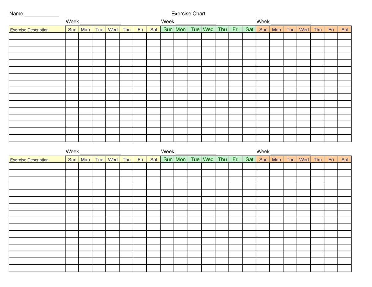 46 Printable Exercise Charts 100 Free TemplateLab